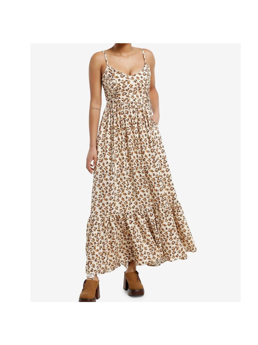 Hot topic Thorn & Fable Mushroom Floral Cream Maxi Dress cottagecore whimsygoth